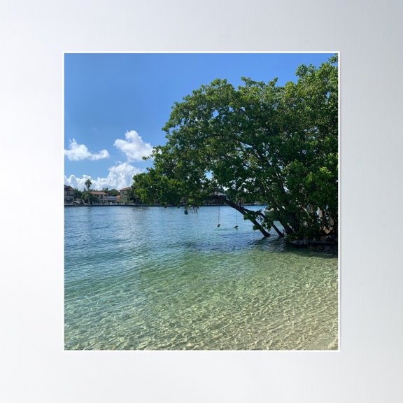 Paradise Tranquil Water Poster Wall Art, Modern Wall Decor, 16x16 UNFRAMED