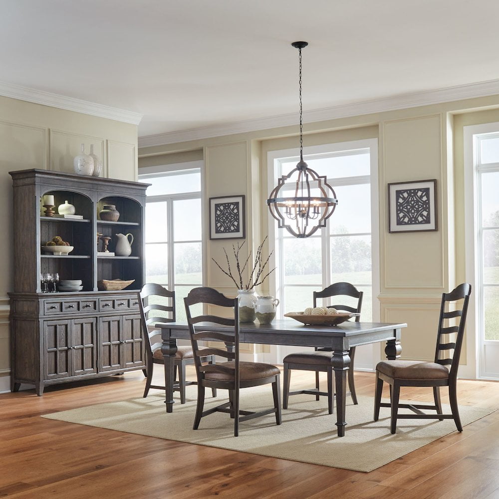 Saddle Brown 5-Piece Rectangular Dining Table Set with Upholstered Chairs