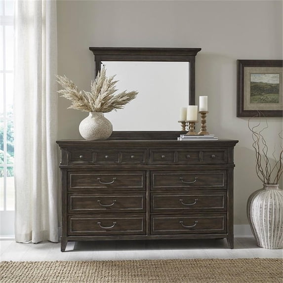 Paradise Valley Dresser & Mirror Set - Saddle Brown