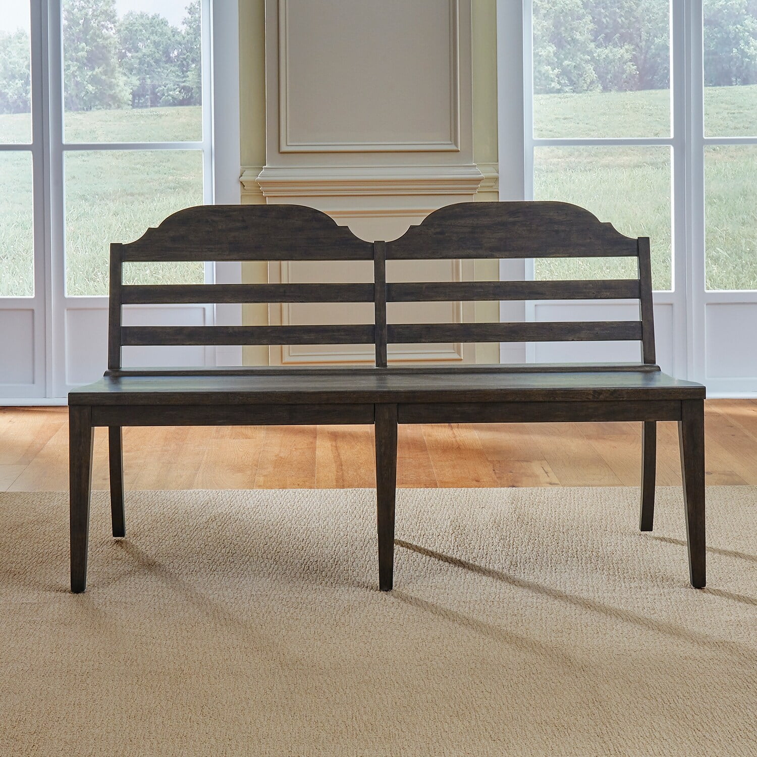 Saddle Brown Traditional Ladder Back Dining Bench