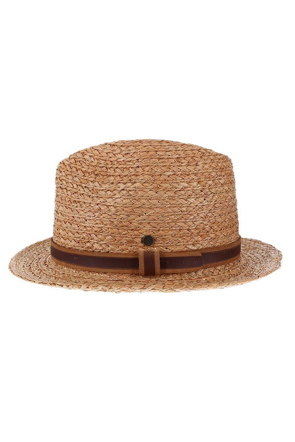 Paradise - Walrus Hats Natural Raffia Straw Fedora Hat w/ Braided Band