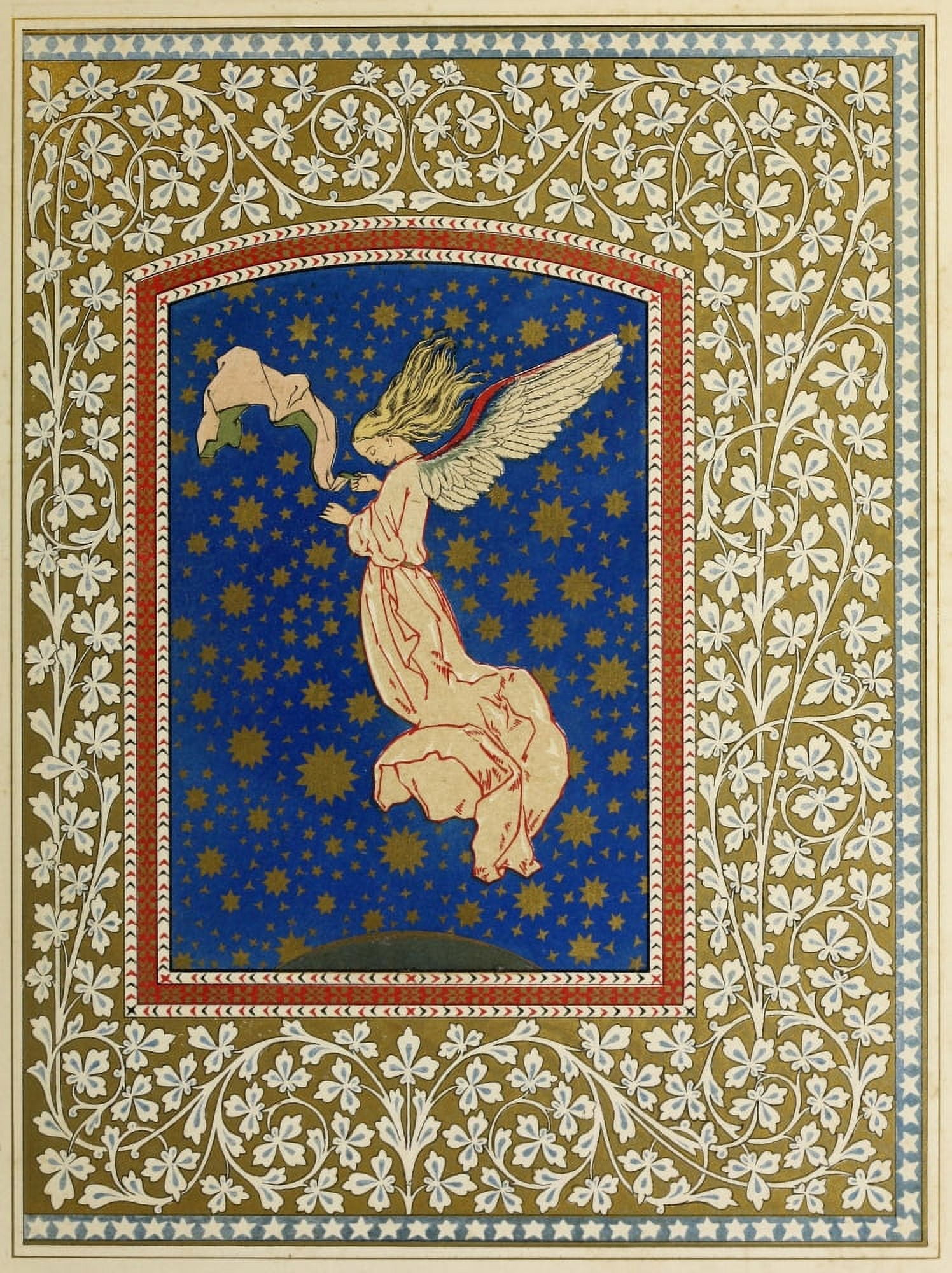 Paradise & the Peri 1860 Angel with stars Canvas Art - Unknown (18 x 24)