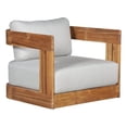 thumbnail image 1 of Paradiso Outdoor Solid Teak Swivel Chair - Light Grey Fabric, 1 of 5
