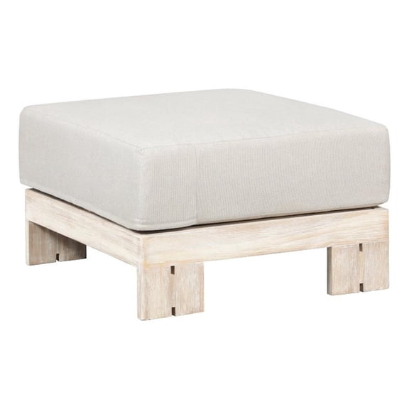 Paradiso Outdoor Teak Natural Look Ottoman - Gray Fabric