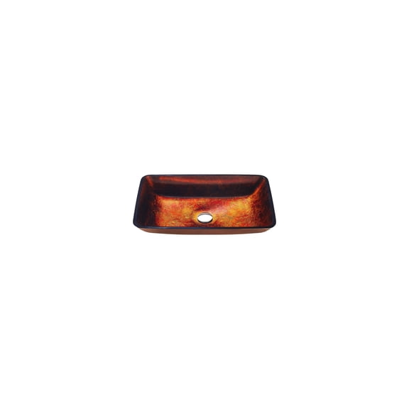 ANZZI Rectangular Glass Vessel Bathroom Sink, Rectangular Basin 4.3 in. Celestial Bronze