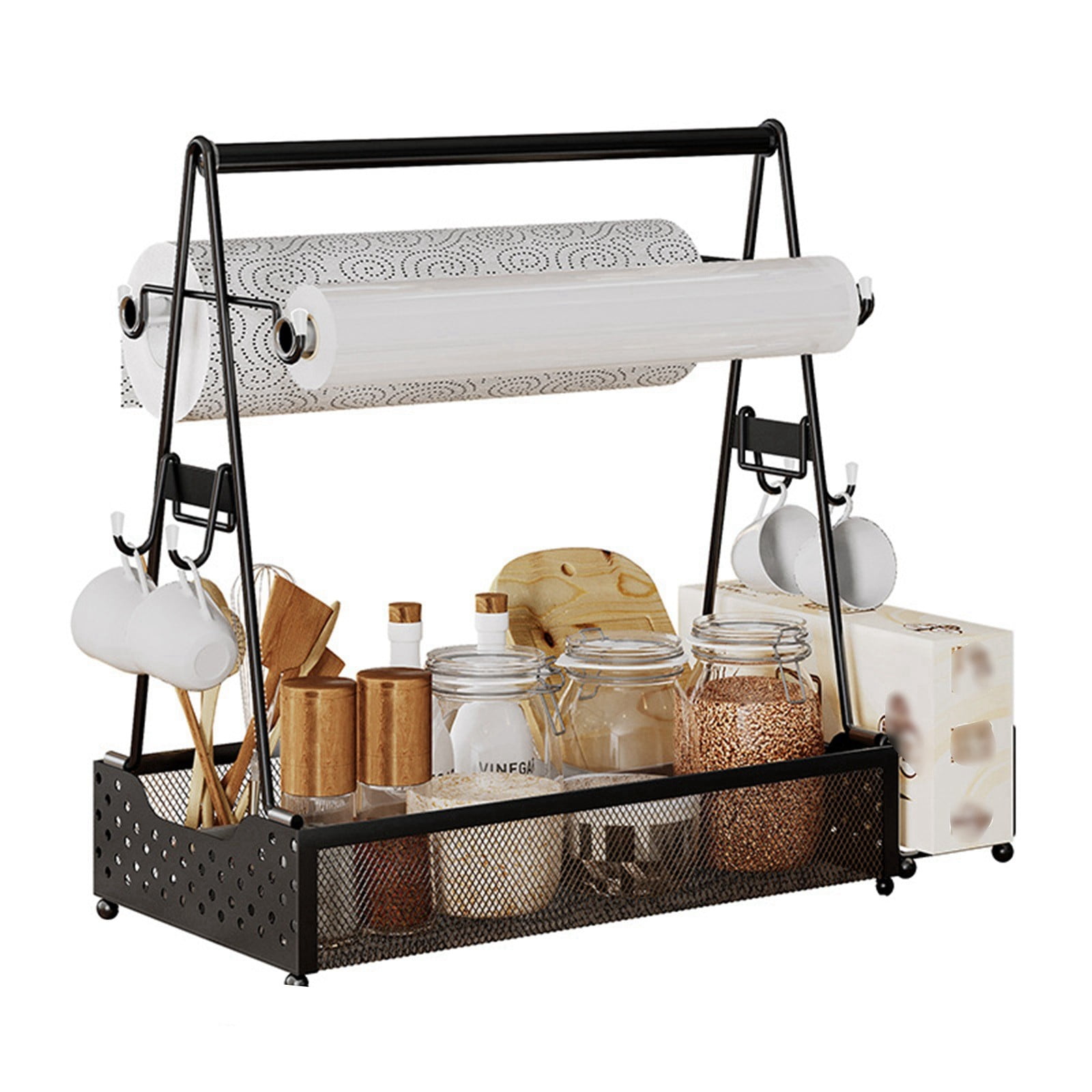 Large Grill BBQ Utensil Caddy with Paper Towel Holder Picnic Condiment Caddy BBQ Organizer Mesh Basket Grill Accessories Outdoor Grill Camping Picnic Party Flatware Storage Tools for Kitchen Walmart.c...
