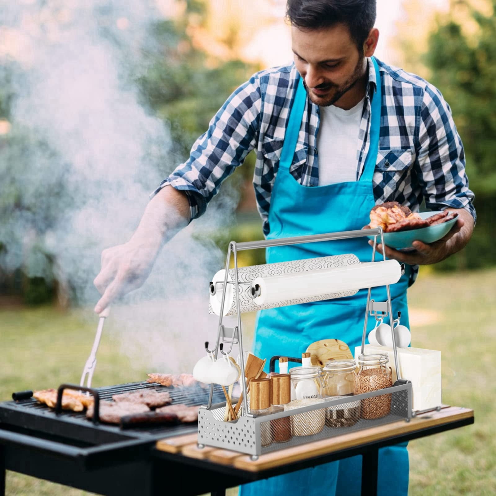 Paradmas Grill Caddy BBQ Caddy For Outdoor Camping Picnic Utensil Caddy