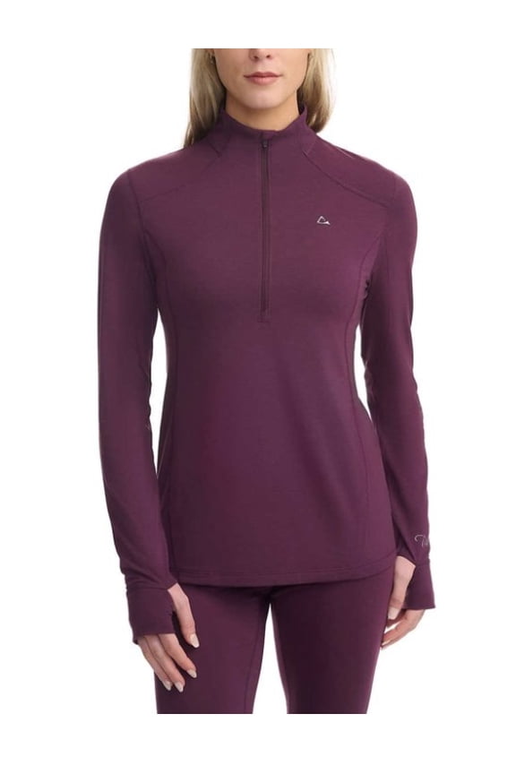 Ladies’ 1/4 Zip Merino Wool Blend Base Layer Top, Purple, XL