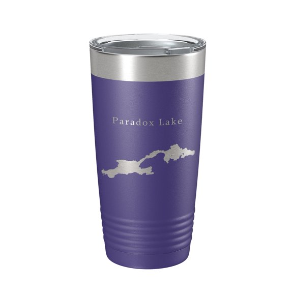 Paradox Lake Map Tumbler Travel Mug Insulated Laser Engraved Coffee Cup New York 20 oz Purple