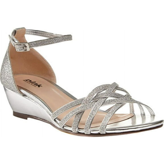 pink paradox london women's avery wedge sandals,navy synthetic,us 7.5 m