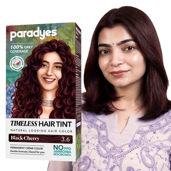 Paradyes Black Cherry Timeless Hair Tint, Permanent Creme Hair Color, Complete Grey Coverage, Formula Free from PPD, Ammonia, & Resorcinol
