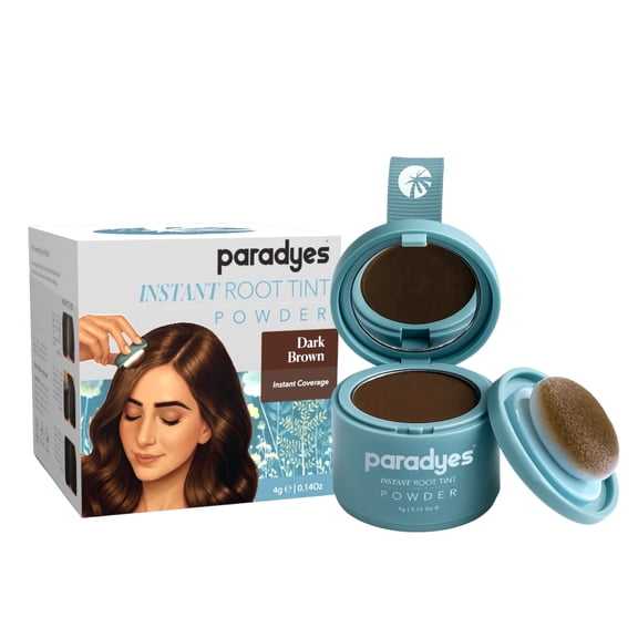 Paradyes Instant Root Tint Hairline Powder - Root Touch Up Hair Color for Gray Coverage - Bald Spot Concealing Hair Powder for Women & Men - 24-Hour Stain-Proof - Dark Brown - 0.14 Ounce