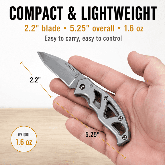 Paraframe Mini Folding Pocket Knife, 2.2" Plain Edge Stainless Steel Blade, Frame Lock Handle with Pocket Clip, Lightweight EDC Knife, Grey