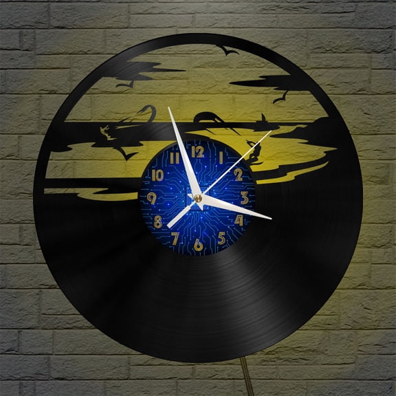 Paraglider 12 Inch Vinyl Record Wall Clock - Silent, Creative, and Unique Clock for Living Room, Entryway, or Bedroom Decor - Perfect Gift Idea(12 inchs B with LED)