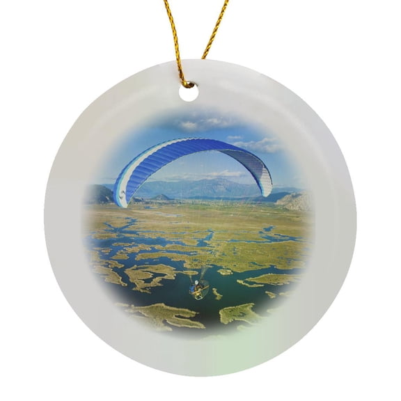 3drose, Paraglider, Extreme Sport, Dalyan, Koycegiz, Mugla, Turkey-as37 Aka1304 - Ali Kabas, Circle Porcelain Ornament