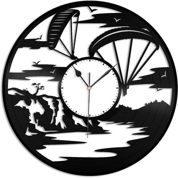 Paraglider Vinyl Wall Clock,Vinyl Record Clock Wall Art Unique Room Decorations Handmade Gift