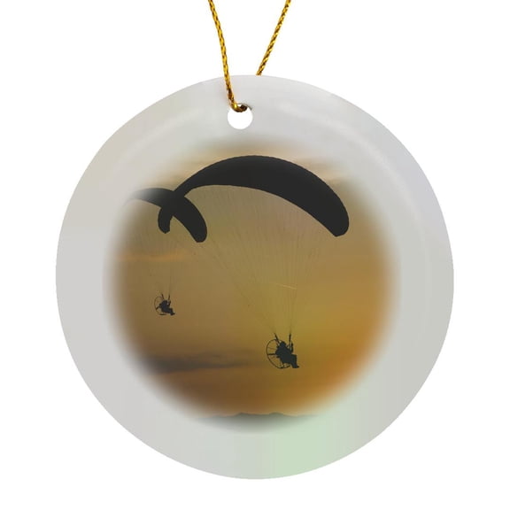 3drose, Paragliders, Extreme Sport, Iznik Lake, Turkey-as37 Aka1381 - Ali Kabas, Circle Porcelain Ornament