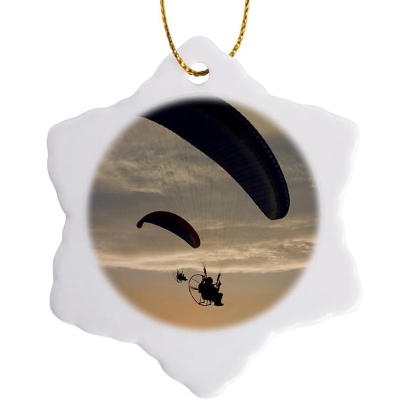 3drose, Paragliders, Extreme Sport, Iznik Lake, Turkey-as37 Aka1382 - Ali Kabas, 3 inch Snowflake Porcelain Ornament