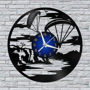 Paragliding 12 Inch Vinyl Record Wall Clock - Silent, Creative, and Unique Clock for Living Room, Entryway, or Bedroom Decor - Perfect Gift Idea12 inchs B without LED