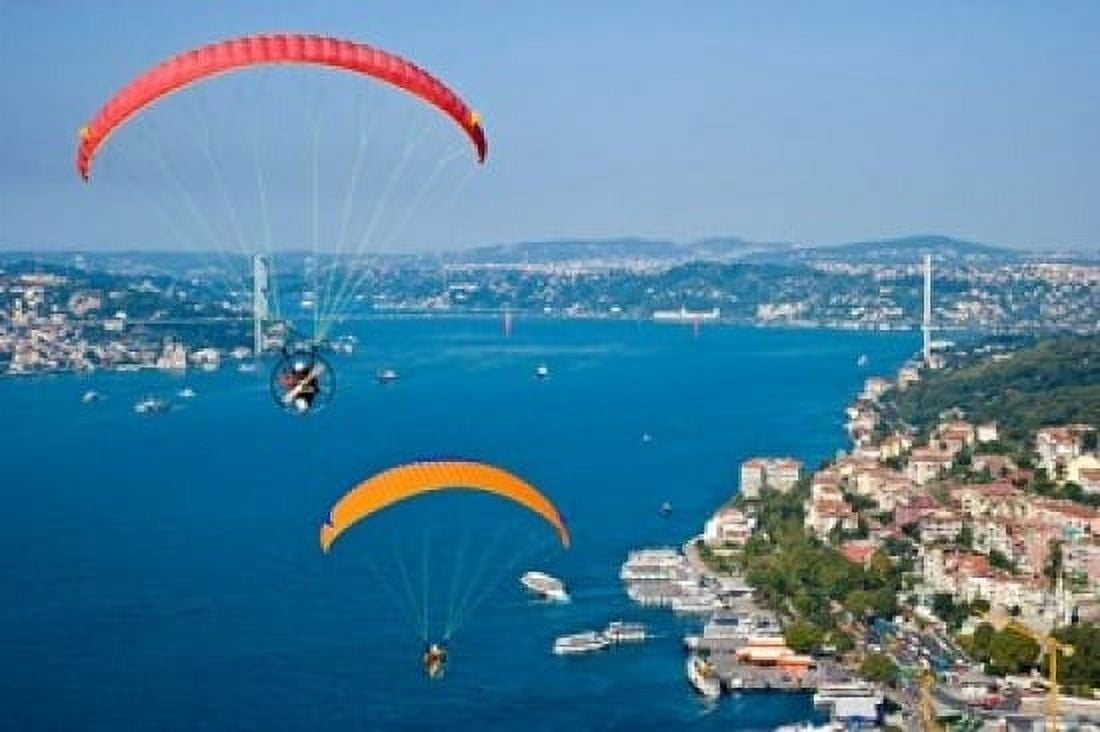 Paragliding Extreme sport Bosphorus Istanbul Turkey Canvas Art - Ali Kabas DanitaDelimont (36 x 24)