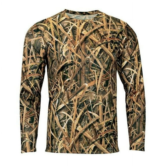 Paragon B15271993 Oxford Performance Camo Print Long Sleeve T-Shirt, Bottomland - Small