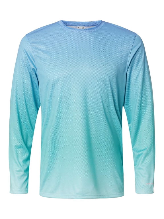 Paragon Barbados Performance Pin Dot Long Sleeve T-Shirt, Blue Mist/ Light Teal - S