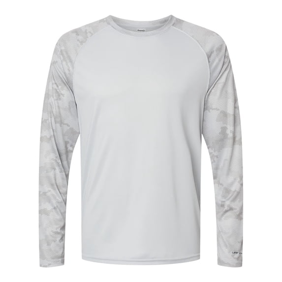 Paragon Cayman Performance Camo Colorblock Long Sleeve T-Shirt, Aluminum - L