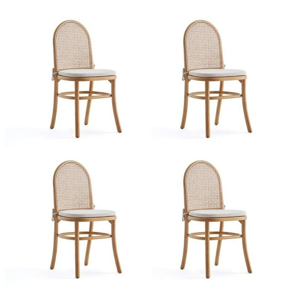 Manhattan Comfort Paragon 19.29" Wood Dining Chair w/ Cushion in Natural (4 Pc)