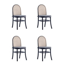 Manhattan Comfort Paragon 19.29" Wood Dining Chair w/ Cushion in Black (4 Pc)