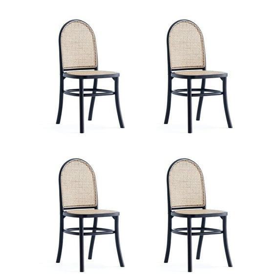 Manhattan Comfort Paragon 19.29" Wood Dining Chair in Black (Set of 4)
