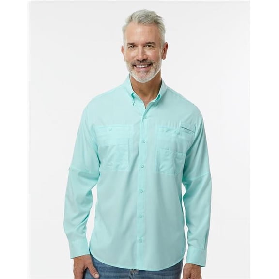 Paragon B15871258 Kitty Hawk Performance Long Sleeve Fishing Shirt, Blue Mist - 3XL