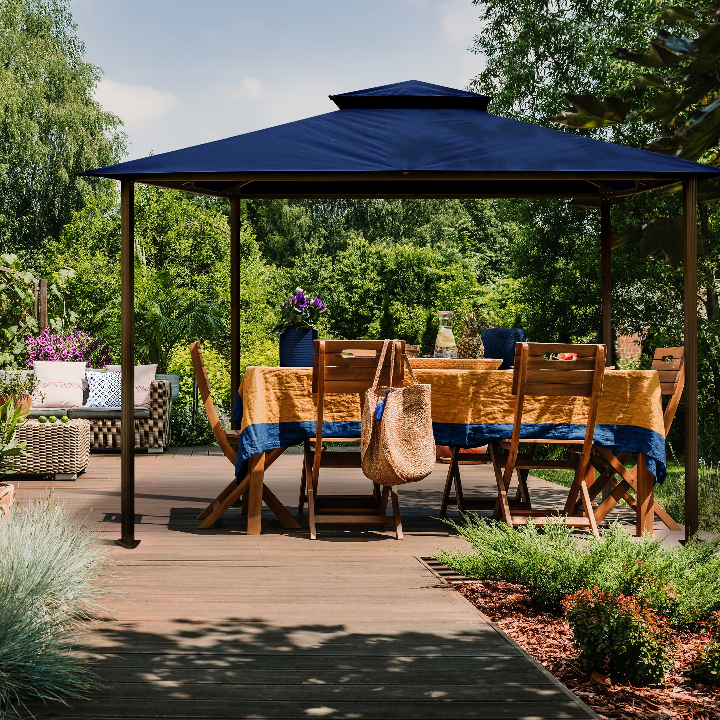Paragon Outdoor 11' x 14' Kingsbury Aluminum Gazebo with Navy Soft Top