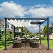 PARAGON-OUTDOOR Paragon Outdoor 11' x 16' Florence Aluminum Pergola in Grey Finish with Adjustable Crème Canopy