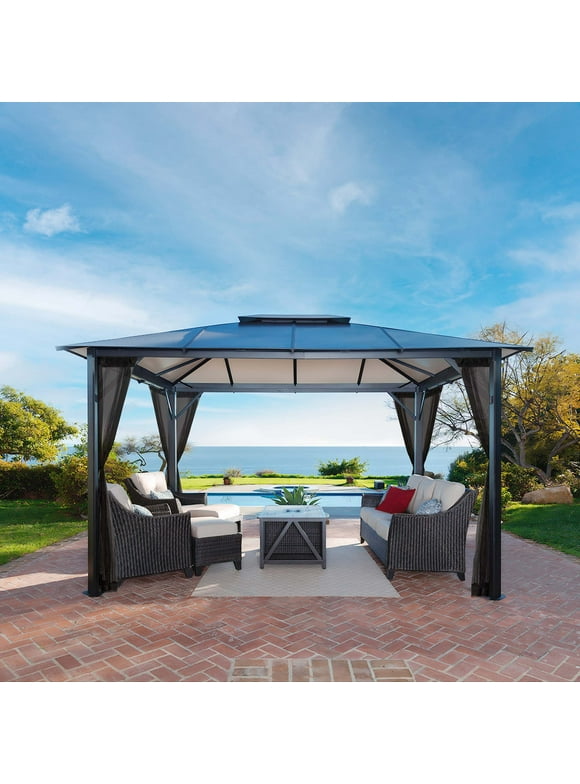 Paragon Outdoor Durham 11' x 13' Hard Top Gazebo with Mosquito Netting