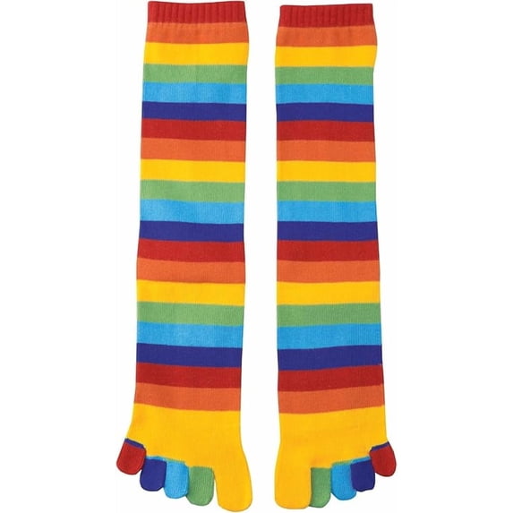 Paragon Rainbow Striped Toe Socks – Comfort Fit Polyester/Spandex Pair