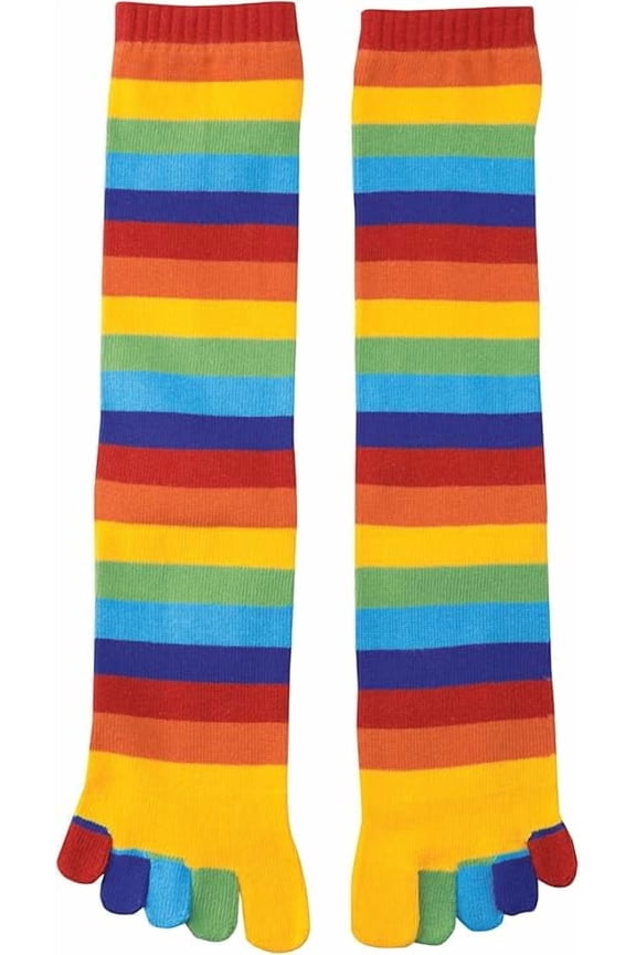 Paragon Rainbow Striped Toe Socks Comfort Fit Polyester/Spandex Pair