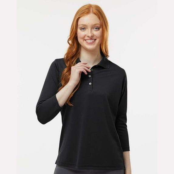 Paragon Women's Lady Palm Three-Quarter Sleeve Polo Shirt, 100% Polyester Knit Collar Polo Shirt, Black 3XL