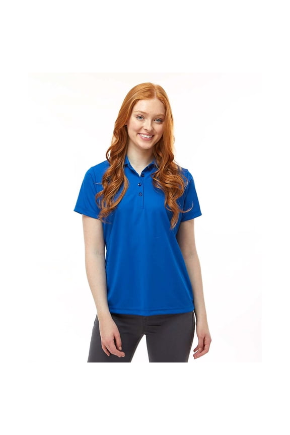 Paragon Women's Performance Short Sleeve Polo Shirt 100% Polyester Tee 4-Button Placket Polo Shirts, Deep Royal L