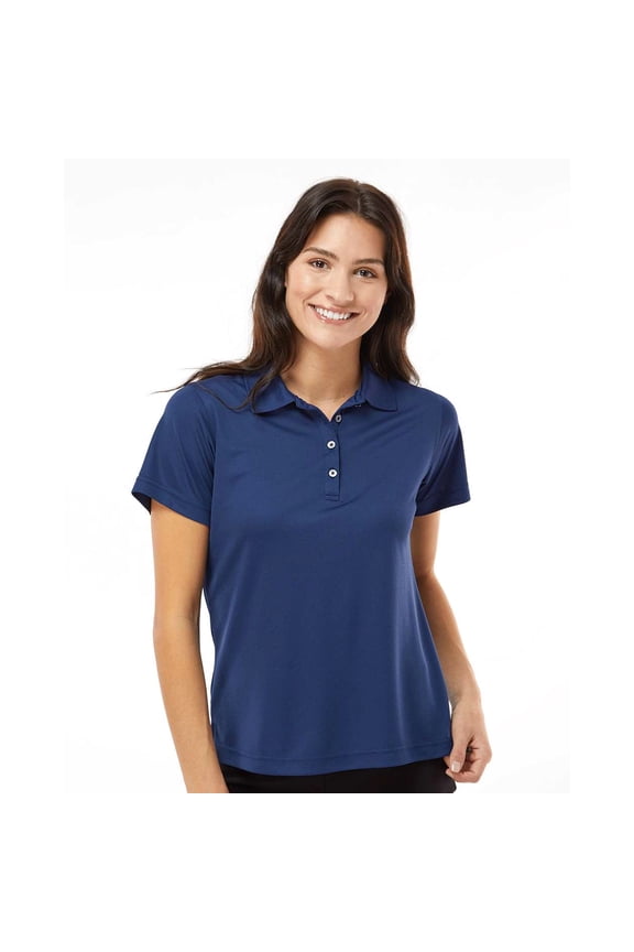 Paragon Women's Saratoga Performance Mini Mesh Polo, 100% Polyester Tee 4-Button Placket Shirts, Navy, L