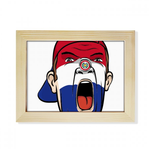 Paraguay Flag Facial Makeup Head Cap Desktop Photo Frame Picture Art Decoration Painting 6x8 inch