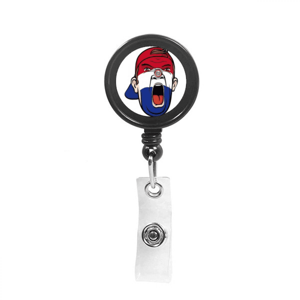 Paraguay Flag Facial Makeup Head Cap Retractable Keychain Badge Holder ID Badge