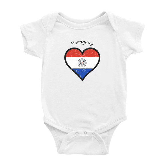 Paraguay Flag Heart Love Cute Baby Bodysuit Boy Girl Clothes