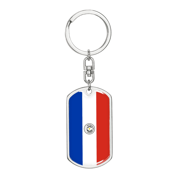 Paraguay Flag Swivel Keychain Dog Tag Stainless Steel or 18k Gold
