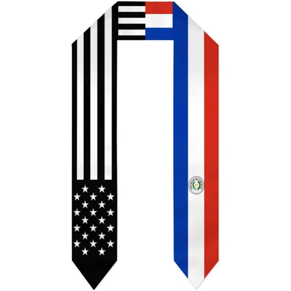 Paraguay Mix United States Black American Flag Graduation Stole Shawl Sash Scraf Gift For Abroad Student International Study