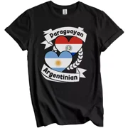 Paraguayan Argentinian Heart Flags Paraguay Argentina T-Shirt Gift for Men Women Unisex Tee