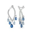 thumbnail image 1 of Paraiba Blue Topaz Kashmir Blue Topaz Ice Blue Topaz Aqua Blue topaz and White Topaz Swarovski Genuine Gemstone Sterling Silver Rhodium Plated Marquise Shaped Drop Earrings, 1 of 4