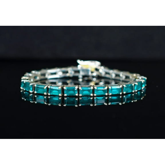 Paraiba Tourmaline Tennis Bracelet,Silver Gold Jewelry wedding Bridesmaid Gifts for women