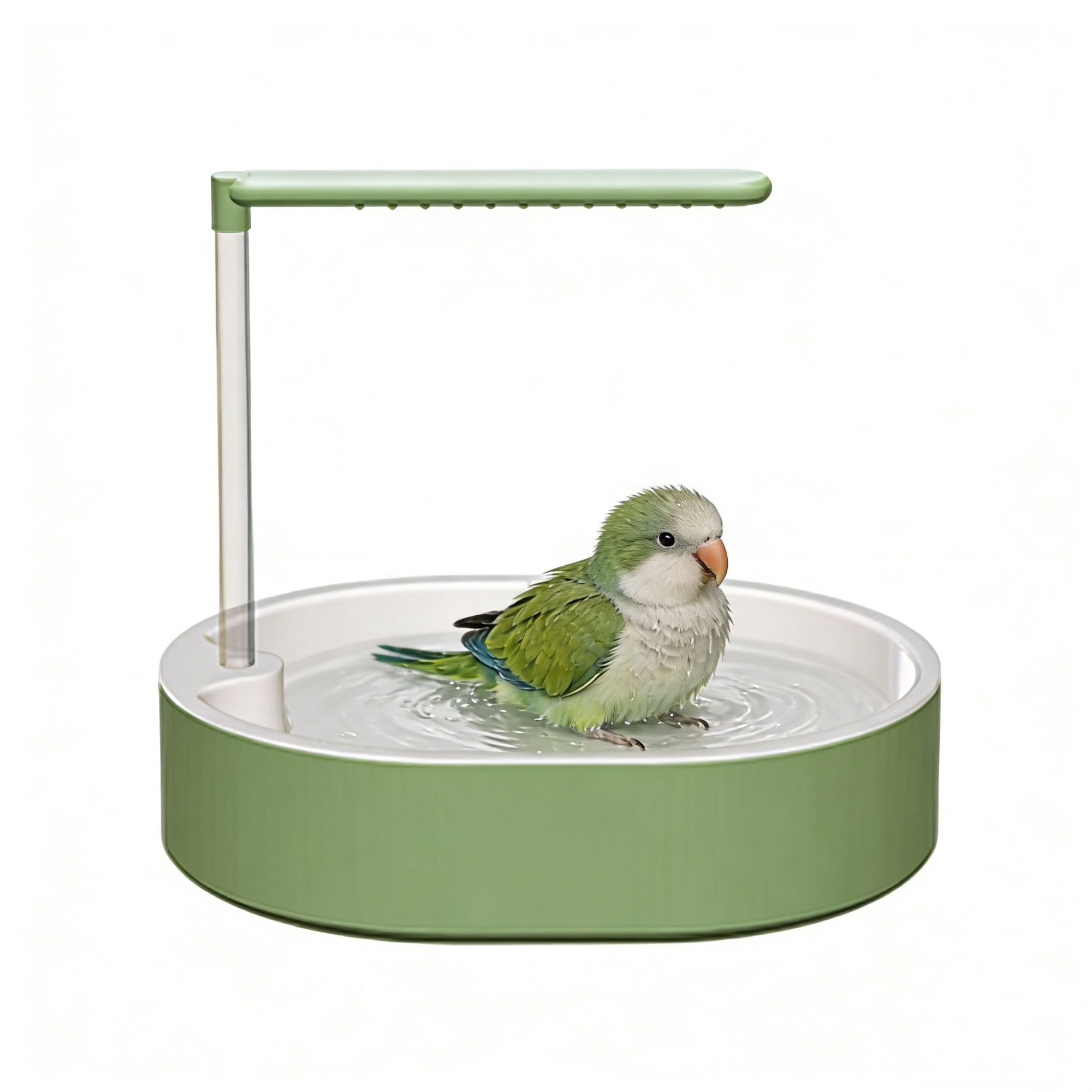 Parakeet Bird Bath for Cage Indoor,Parrot Bird Shower Budgie Bath Splash Guard,USB Charging Quiet Pump Detachable Bathtub,Automatic Circulating Water Bathtub for Pet Bird.