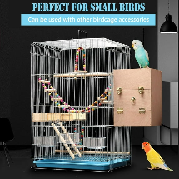 Parakeet Bird Cage, 23.6-inch Steel Wire Hanging Bird House with Accessories for Budgies Parakeets Finches Canaries