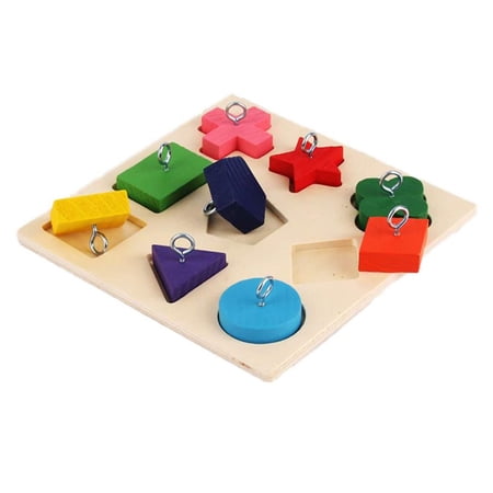 Parakeet Budgies DIY IQ Training Educational Interactive Playing Block Puzzles Bird Toys Wooden Parrot RANDOM COLOR